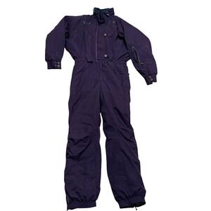 VTG 90s Nordica Sport System Womens 14 Purple Embroidered Ski Snowsuit One Piece